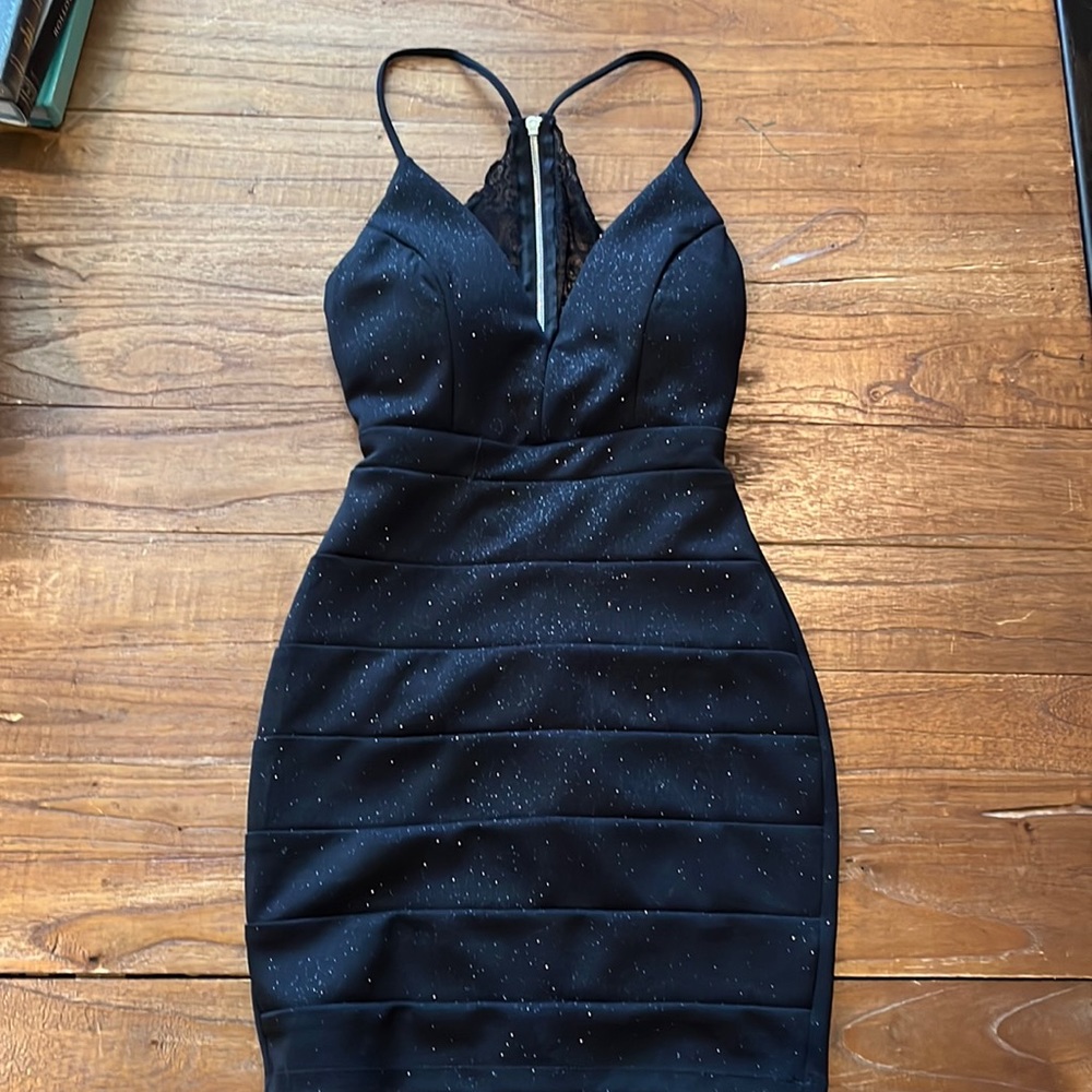 black glittery bodycon mini dress